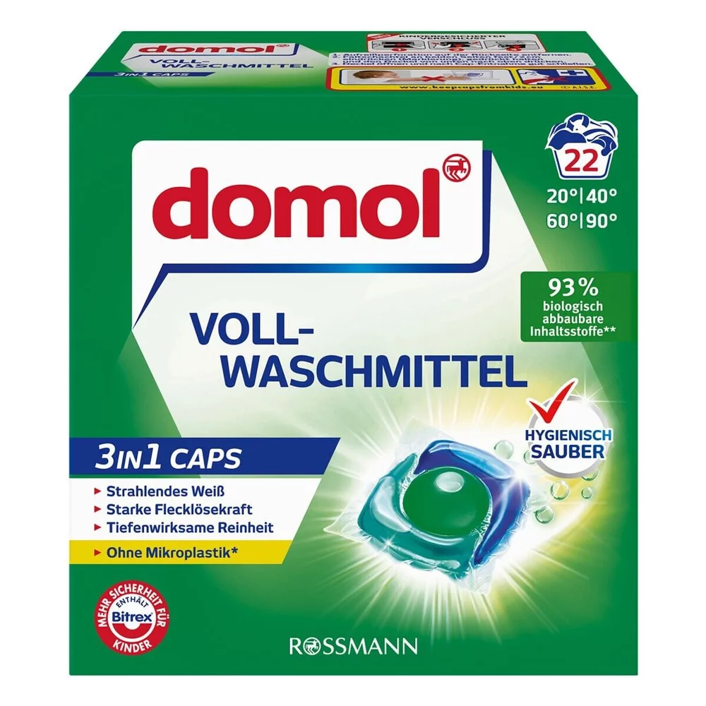 DOMOL 3in1 CAPS Vollwaschmittel, 22 WL